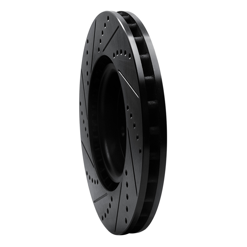 Volvo V70 Brake Rotor (1) - Front Right - R1 Concepts - Drilled & Slotted - Black - `04-`07